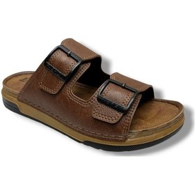 Resim Enova M253-0202-26 Deri Anatomik Soft Çift Bant Erkek Terlik Taba 