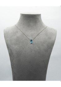 Resim Doğan Diamond 925 Ayar Rodyum Kaplama 3Ct Blue Topaz Kolye -Raccolta Di Gocce 