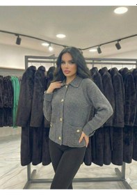 Resim Ribana Classic Kadın Yaka Detaylı Astarlı Slim Fit Kısa Mont Füme 