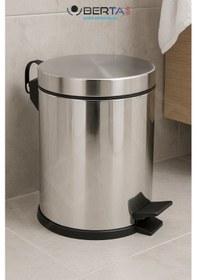 Resim Berta 2'li Beyaz Banyo Seti Çöp Kovası Tuvalet Fırçası - Mini Boy Çöp Poşeti Hediyelidir Metal 