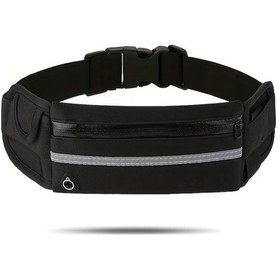 Resim Willowhaven Siyah Renkli 5 Renk Seçenekli Şişe Tutuculu Hafif Spor Bel Çantası Siyah 