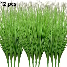 Resim 12 adet 60cm Büyük Yapay Soğan Çimi, Uzun Yeşil Yabani Otlar, Reed Çimi Sahte Bitkiler İç Mekan Dekorasyonu Ev Dekoru ve Yapay Çalılar, Açık Hava Bahçe Dekorasyonu 