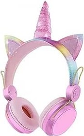 Resim Unicorn Kablosuz Bluetooth 5.0 Unicorn Kedili Kulaklık Boynuzlu Çocuk Kulaklığı Her Yaşa UYGUN AYARLANIR (toz pembe) 