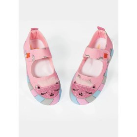 Resim Casabony Pembe Kedi Kanvas 3D Kız Çocuk Babet Ortopedik İç Taban ile Rahat ve Şık Tasarım 