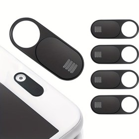 Resim 4 adet ultra ince web kamerası kapak kaydırıcısı - Gizlilik koruma kamera deklanşör kalkanı çıkartmaları, Dayanıklı ABS reçine, Siyah, iPhone ve Android akıllı telefonlar için uygun 