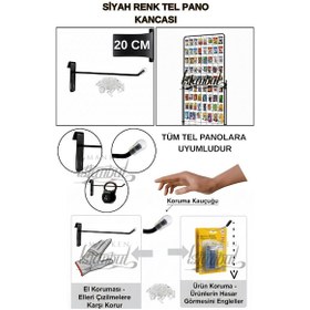 Resim Tel Pano Kancası Koruma Kauçuklu Siyah 20 Cm Deluxe Raf Askısı Ekstra Güçlü 35 Adet Siyah 