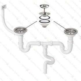 Resim DESIPHON S Çiftli Çöpmak Sifonu Taşmalı (Yan-Derin) 11 cm Çap Koku Önleyici Evye Gideri 