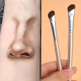 Resim 2 Parça Burun Şekillendirme Fırça Seti - Yüz Şekillendirme için Detaylı Fırçalar - Kokusuz - Sentetik Kıllar - Normal Ciltlere Uygun - Ahşap Saplar 