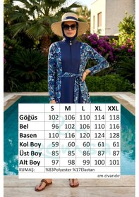 Resim Büyük Beden Spor Likra Bağlama Detay Tam Kapalı Tesettür Mayo 6502 Koyu Lacivert01 Koyu Lacivert 