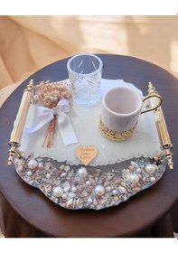 Resim Dreamy Gold Söz Kahve Tepsisi Beyaz 