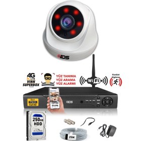 Resim IDS 1 Kameralı 5MP Sony Lensli 1080P Full HD Güvenlik Kamerası Sistemi - Cepten İzle - 250 Iç 