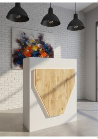 Resim Resital Ledli Karşılama Bankosu G-90 Cm Ofis Kasa Resepsiyon Masası Banko-001-1-6 