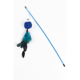 Resim Mavi Toplu Tüylü Kedi Oyun Oltası 46 CM 