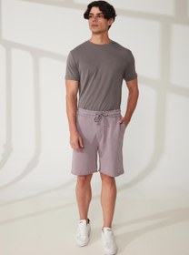 Resim Regular Fit Normal Kesim %100 Pamuk Lastikli Bel Lila Sweat Şort 