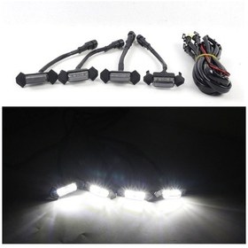 Resim Skycity Araba Izgara Led Gündüz Işığı 12v Beyaz Işık Buhar Siyah Kasa 4 Adet Kolay Kurulum 