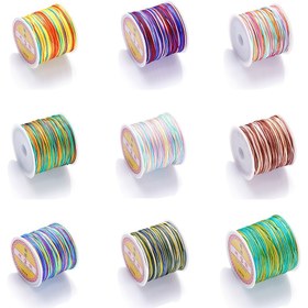Resim 1181 inç Rulo Naylon Kordon İplik - 0,8 mm Elastiki Olmayan Çok Renkli Örgülü İp DIY Takı Yapımı, Püsküller ve Boncuk Bileklikler için 