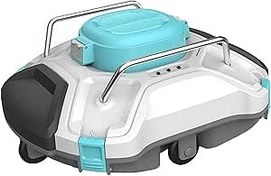 Resim Automatic Robotic Pool Cleaner, Wall Climbing, Massive Top-Load Filter Bin, Cordless Robotic Pool Vacuum Cleaner for In-Ground & Above Ground Swimming Pools (White) 