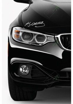 30Cm Gazi Mustafa Kemal Atatürk Imzası Mat Metalik Gri Preminyum