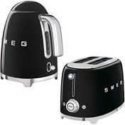 Resim KLF03BLEU Siyah Kettle ve TSF01BLEU 1x2 Ekmek Kızartma Makinesi Seti Smeg