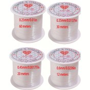 Resim 4 Adet (0.25/0.35/0.45/0.6mm) Asma İpi, Görünmez Monofilament Naylon İplik - Dekorasyon, Balon Süsleme, Takı Yapımı ve El İşleri İçin 