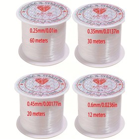 Resim 4 Adet (0.25/0.35/0.45/0.6mm) Asma İpi, Görünmez Monofilament Naylon İplik - Dekorasyon, Balon Süsleme, Takı Yapımı ve El İşleri İçin 