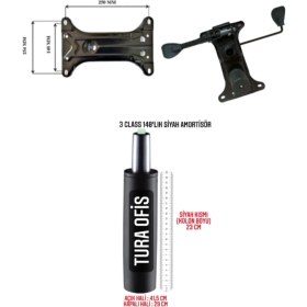 Resim Elayce Ofis 140LIK Siyah Amortisör+Çift Kollu Mekanizma Yedek Parça 