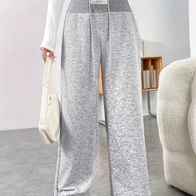 Resim Kadınlar için Yüksek Bel Geniş Paça Pantolon - Hafif, Nefes Alabilen ve Bahar, Yaz ve Sonbahar için Rahat Giyim İçin Uygun, Kontrastlı İplik Bel Bandı ve Cep Olmayan Tasarım, Düz Renk, Hafif Kumaş, Rahat Giyim İçin Mükemmel, Tüm Mevsimler İçin Uygun Pantolon | Yüksek Bel Tasarımı | Hafif Kumaş 