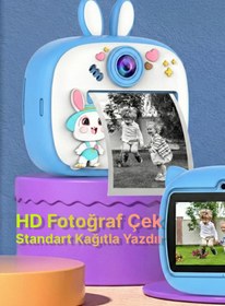 Resim 4 Berry Q7 Taşınabilir Fotoğraf Yazıcı ve Kamera BUNNY MAVİ 