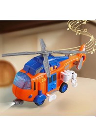 Resim Sesli Ve Işıklı Kurtarma Helikopteri Turuncu - Pervaneli Eğitici Oyuncak Helikopter 21 Cm 