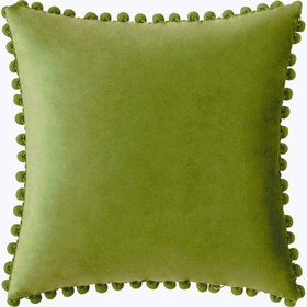 Resim Bc Home Fıstık Yeşili Kare 43 X 43 Cm Minik Ponponlu Kadife Görünümlü Yumuşak Dokulu Kırlent Kılıfı 1 Adet 