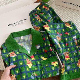 Resim Kadın Pijamaları, İlkbahar ve Sonbahar Trend Ürünleri, Uzun Kollu Pantolonlu Dış Giyim, Sevimli Karakterli Tatlı Ev Kıyafeti Seti, İndirim Promosyonu, İki Parça Plus Beden Bol Kesim 