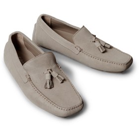 Resim Calvin Klein %100 Dana Süet Taupe Erkek Loafer DRIVER TASSELS SU 