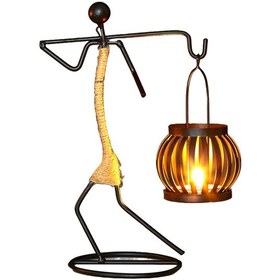 Resim Gajeena Vintage Demir Şamdan - Dekoratif Fener Tasarımı, Mumluk Mum Dahil Değil 