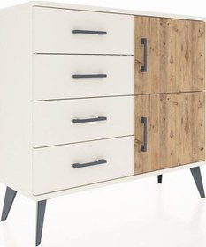 Resim Arges Şifonyer Tek Raflı 4 Çekmeceli 2 Kapaklı 88x30x80 Aytaşı-çam/aytaşı Çam/aytaşı 