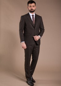 Resim Slim Fit Yelekli Takım Elbise - 46 