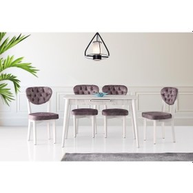 Resim Sweethomemasasandaly Milano Mdf Kristal Masa +4 Adet Gala Sandalye Takım 