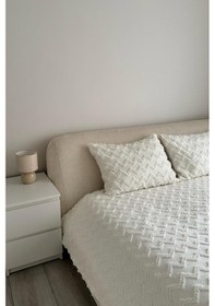 Resim Çeyiz Diyarı Lumpa 2 Parça Tek Kişilik Pike Takımı Krem Krem 