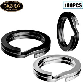 Resim CAZULO 100 Adet Balıkçılık Dönerleri, 304 Paslanmaz Çelik Güçlendirilmiş Düz Çift Halka, Güçlü Çekme Kuvveti, Siyah, Noel Balıkçılık Takımı Aksesuarları, Pilsiz 