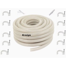 Resim Ermiya Universal Klima Su Tahliye Hortumu 35 Metre Drenaj Tahliye Hortum 35 Kroşe Çivi 2 Ek Parça 1 Y 