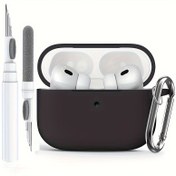 Resim 2 adet Temizleme Kalemi Silikon Kılıf for apple Kablosuz Kulaklık Koruyucu Kılıf for airpods Pro Tümü Bir Arada Yumuşak Kılıf Koruyucu Kabuk 