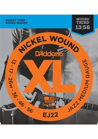 Resim D'addario Ej22 Nickel Wound. Jazz Medium. 13-56 Takım Tel Elektro 