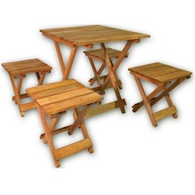 Resim Apak Katlanır Ahşap Masa Tabure Gürgen Ağacı 1 Masa 4 Tabure Meşe 