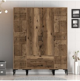 Resim Variant Kumsal 4 Kapılı Ptp Gardrop - Ceviz / Ceviz 