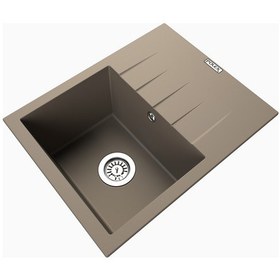 Resim Polex Cristalüx Granit Evye P-S60 Toprak Tezgah Altı Ve Tezgah Üstü Kare Mutfak Evyesi 60.5x49.5 CM 