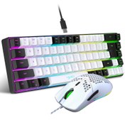 Resim HXSJ Ergonomik 68 Tuşlu Mini Kablo Bağlantılı Klavye ile RGB Arkadan Aydınlatmalı ve Optik Fare, Kompakt Oyun Seti PS4, Xbox, PC, Dizüstü, Mac - ABS Malzeme, Batarya Gerekmez 
