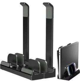 Resim McStorey Laptop Dikey ve Eğimli Stand 3 Slotlu Ayarlanabilir Pvc Tpu Alaşım Masaüstü Organizer Telefon Tablet 