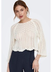 Resim Only Kadın Örme Detaylı Beyaz Crop Kazak - 15233173 Beyaz 