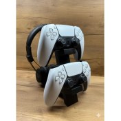 Resim Ps5 Dualsense 2’li Oyun Kolu ve Kulaklık Standı | 3D Baskı Şık Dikey Tutucu (21.5X18X4 Cm) 