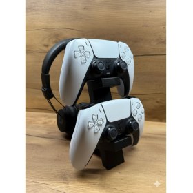 Resim Ps5 Dualsense 2’li Oyun Kolu ve Kulaklık Standı | 3D Baskı Şık Dikey Tutucu (21.5X18X4 Cm) 
