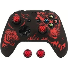 Resim Gaojunshop01 Ralan Xbox One S/x İçin Kaplan Desenli Silikon Kumanda Kılıfı - Black&red 